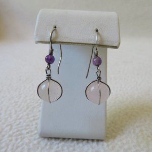 Rose Quartz Sterling Earrings